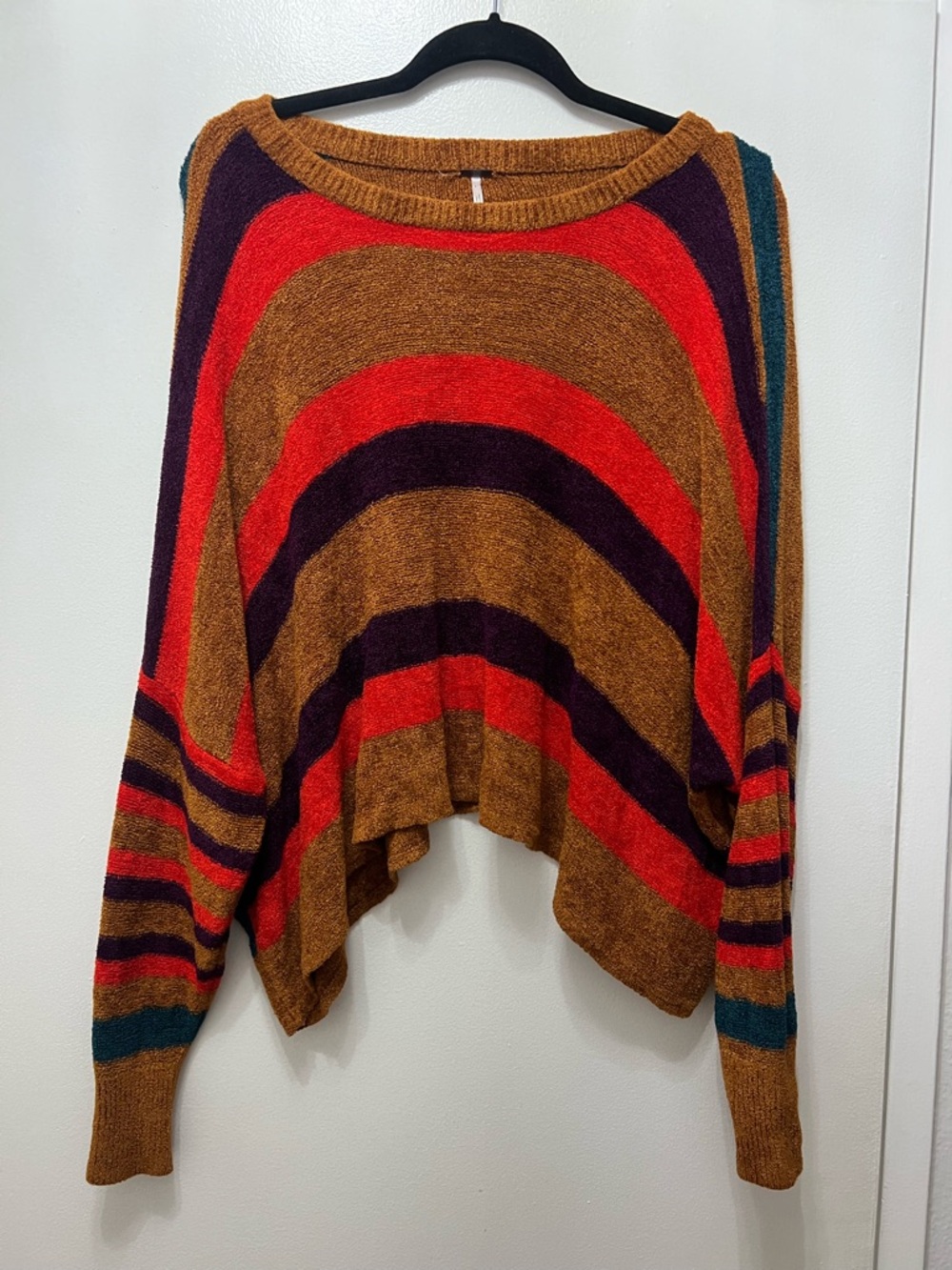 Free People Striped Chenille Pullover Sweater Oversized Size XS Terracotta